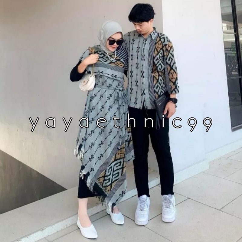 [READY STOK] Set couple baju kondangan, couple prewed busana tenun troso, kemeja tenun sumbawa, cardigan ethnic tenun troso