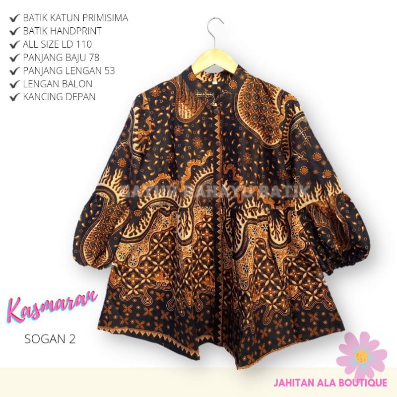 Blus kasmaran sogan batik solo atasan kerja blus batik