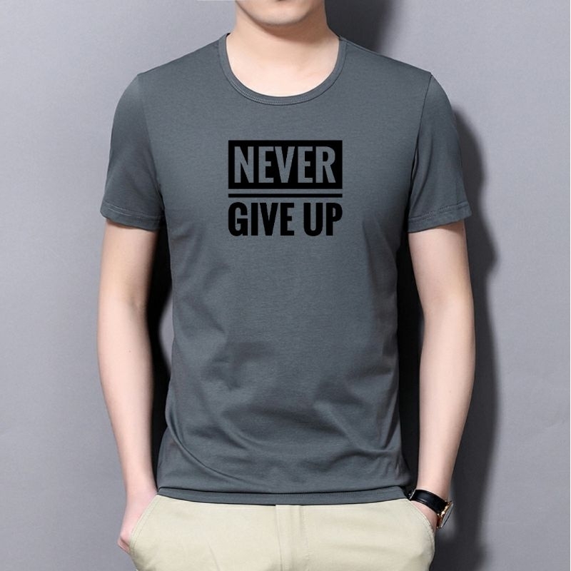 Kaos Never Give Up Pria Lengan Pendek Kaos Distro Baju Lengan Pendek Cowok Cod