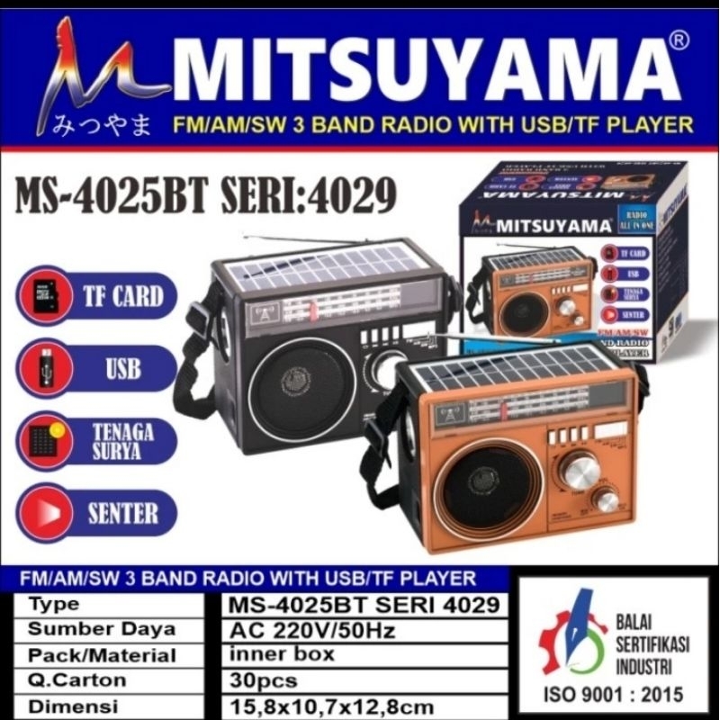 Radio Portable MATSUYAMA MS 2025 BT ORIGINAL Cas Charge USB/TF PLAYER JERNIH