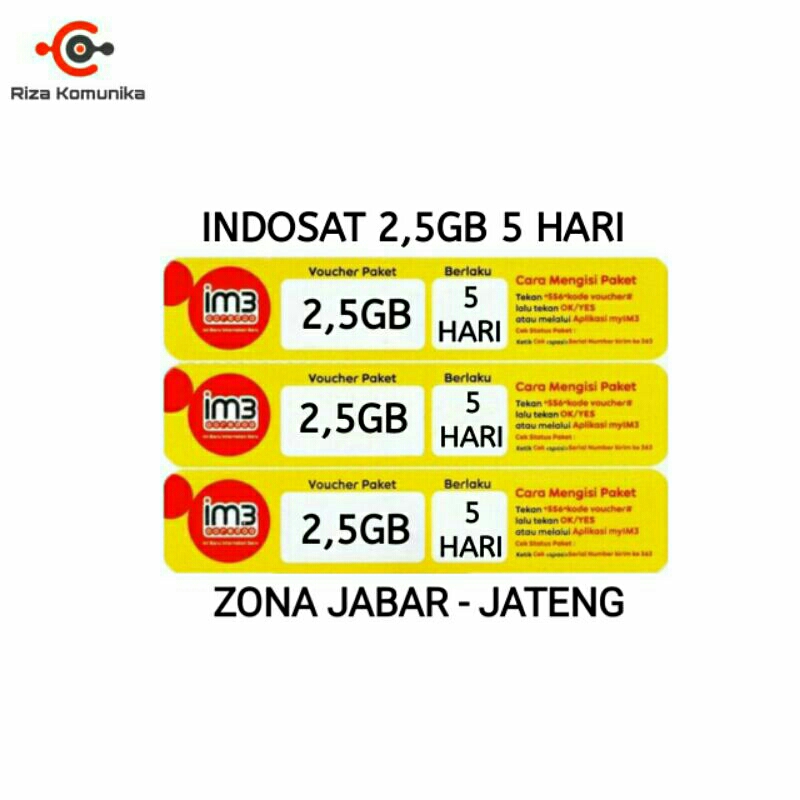 Voucher kuota indosat 2,5GB 5Hari Jabar-Jateng