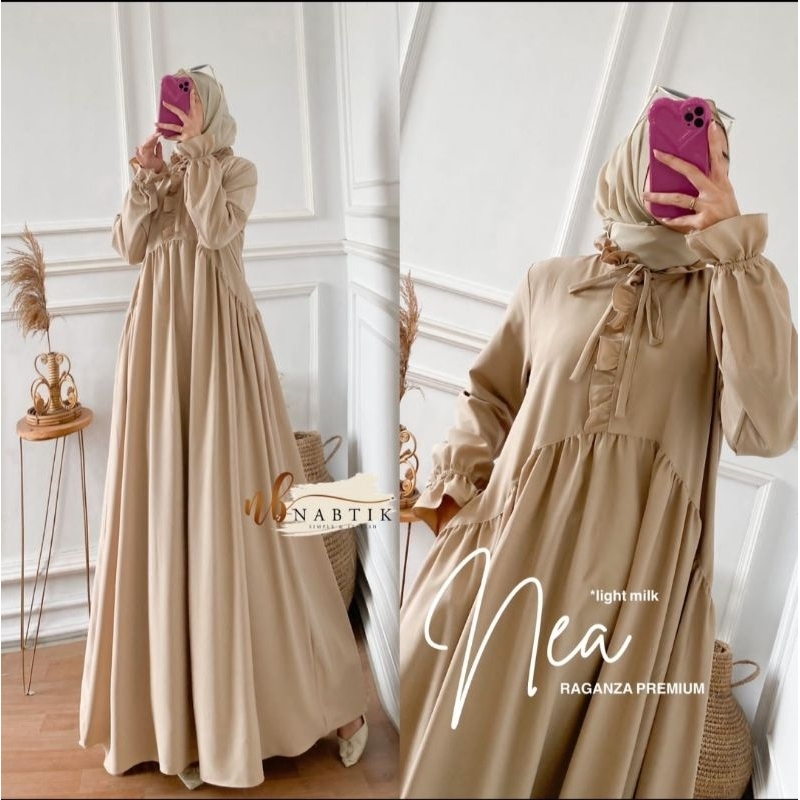 gamis muslimah NEA polos simple dijamin original nabtik