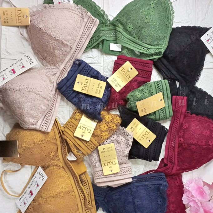 2 PCS TALLY BRA BH SET KEMBEN BRALETTE RENDA 7338 | ONE SET RENDA | FREE SIZE | ADA KAIT | BUSA TIPI