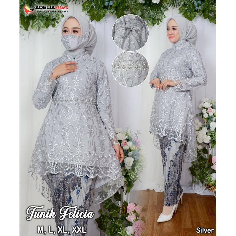 Permata Olshop / Setelan Kebaya Tunik Felicia / Kebaya Modern / Kebaya Wisuda / Kebaya Lamaran / Kebaya Tunangan