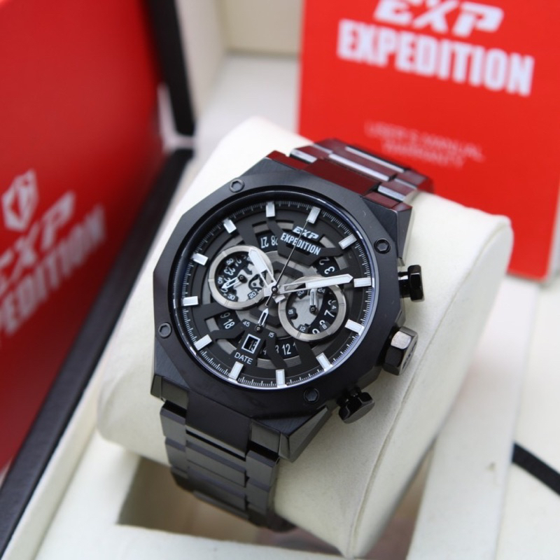 Jam tangan Expedition Exp 6834 original rantai stainless