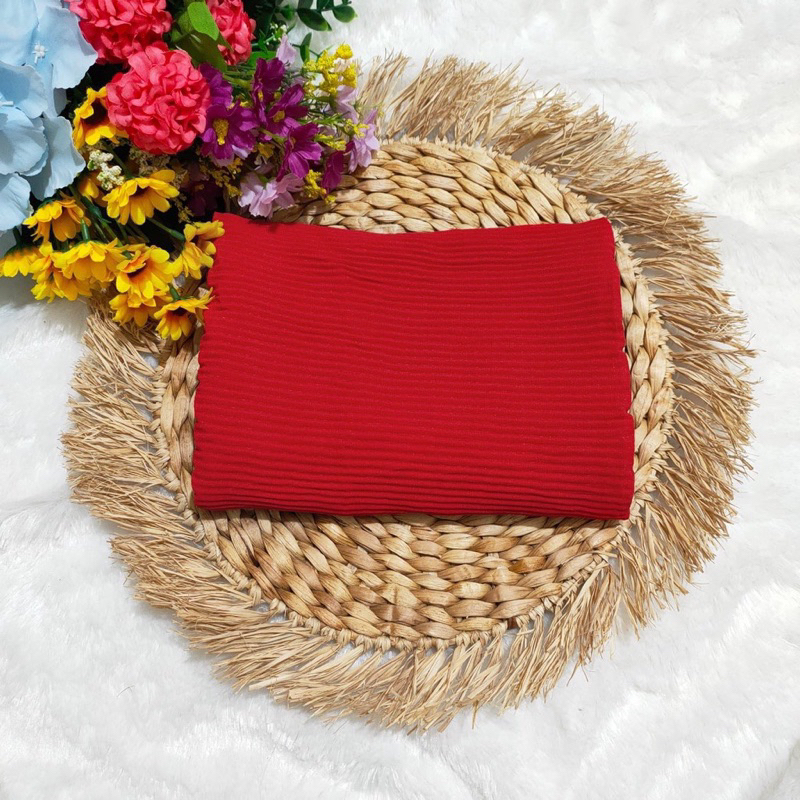 pashmina plisket merah cabe •merah terang•