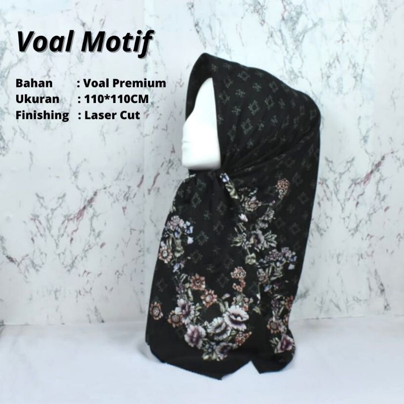 Jilbab Segi Empat Motif Terbaru/Hijab Voal Segi Empat Motif/Kerudung Voal Motif Ori Varisha