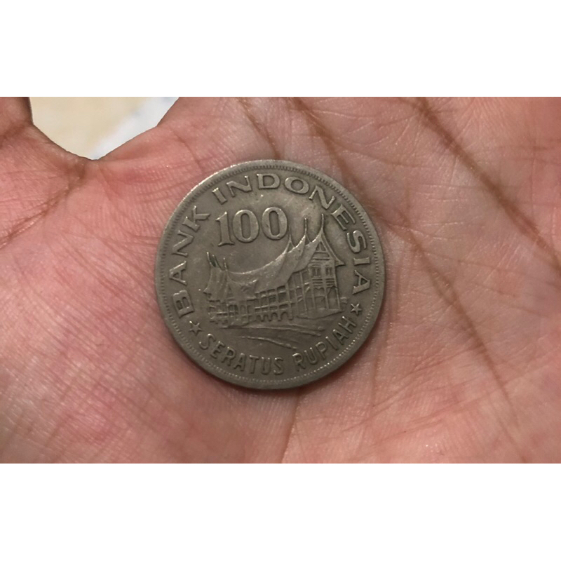 koin kuno 100 rupiah tebal 1978 wayang rumah gadang