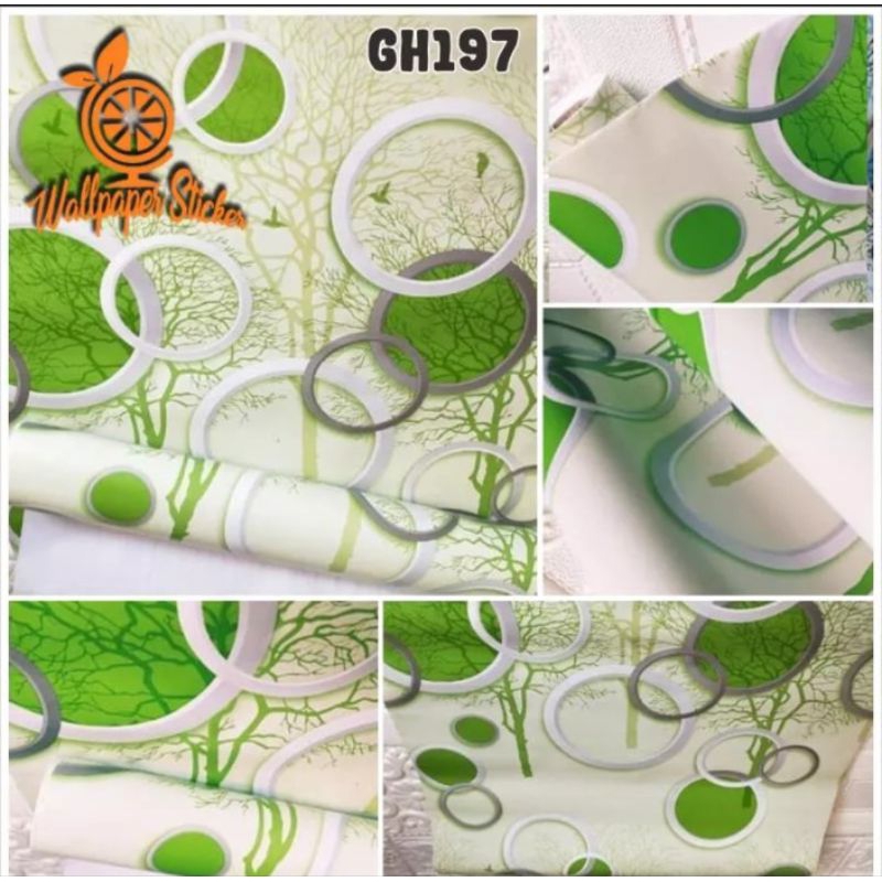 Wallpaper Stiker Dinding Motif Polkadot Hijau Gh197 Size 45cm x 10meter
