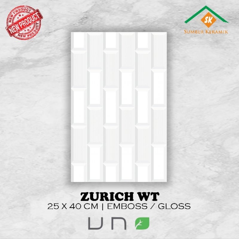 Keramik dinding 25x40 Zurich white / Kw-1 / uno / glossy