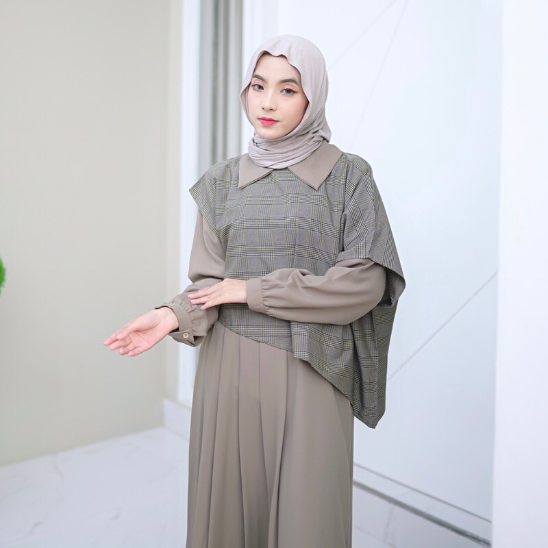 Rereyshop Maysha Dress Bahan Polosan Premium Kotak Oxford Dress Wanita Best Seller