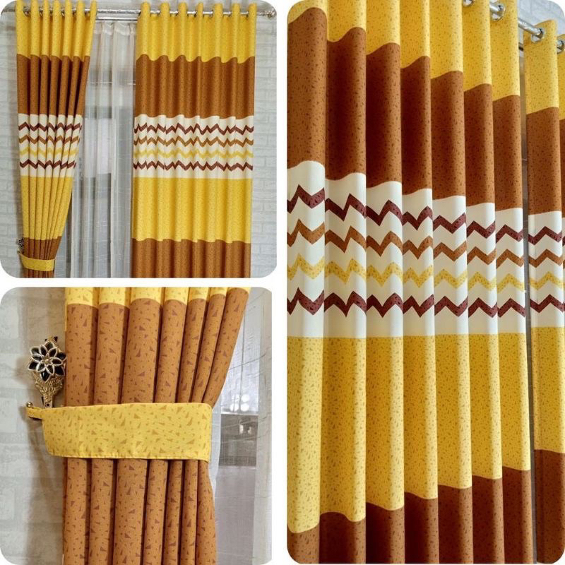 [ PINTU DAN JENDELA ] GORDEN SMOKRING MOTIF ABSTRAK MINIMALIS ZIG ZAG ZIGZAG KUNING