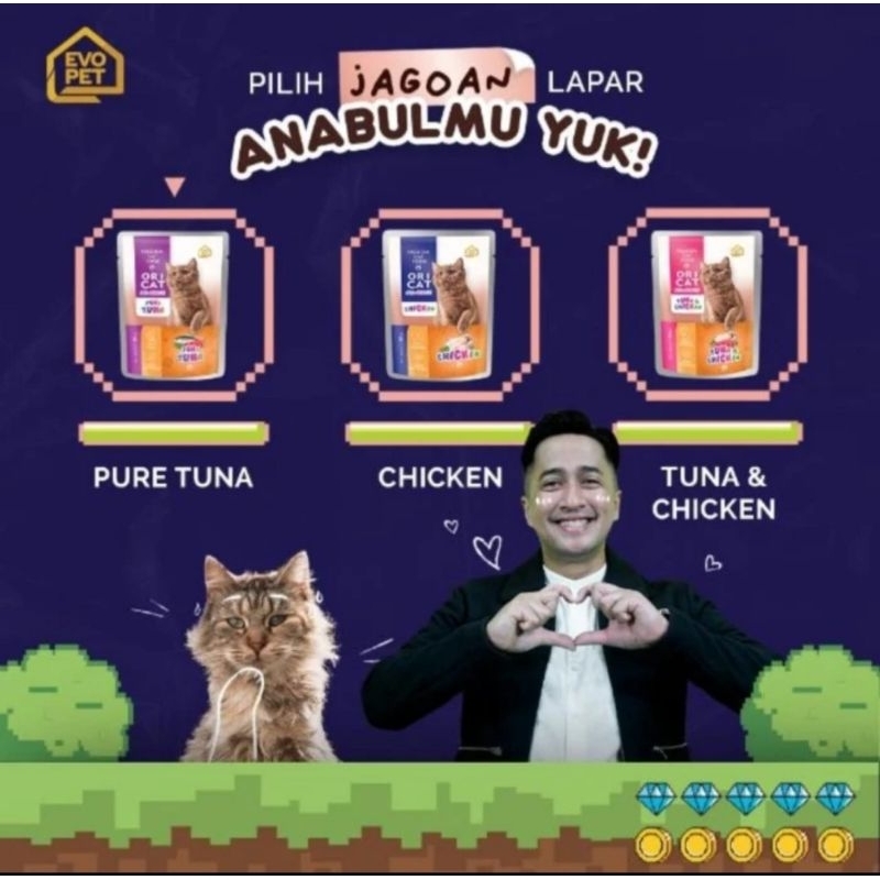 Makanan Kucing ORI CAT POUCH 80gr ORICAT POUCH 85GR ORI CAT SACHET 80gr wetfood oricat pouch makanan basah ori cat