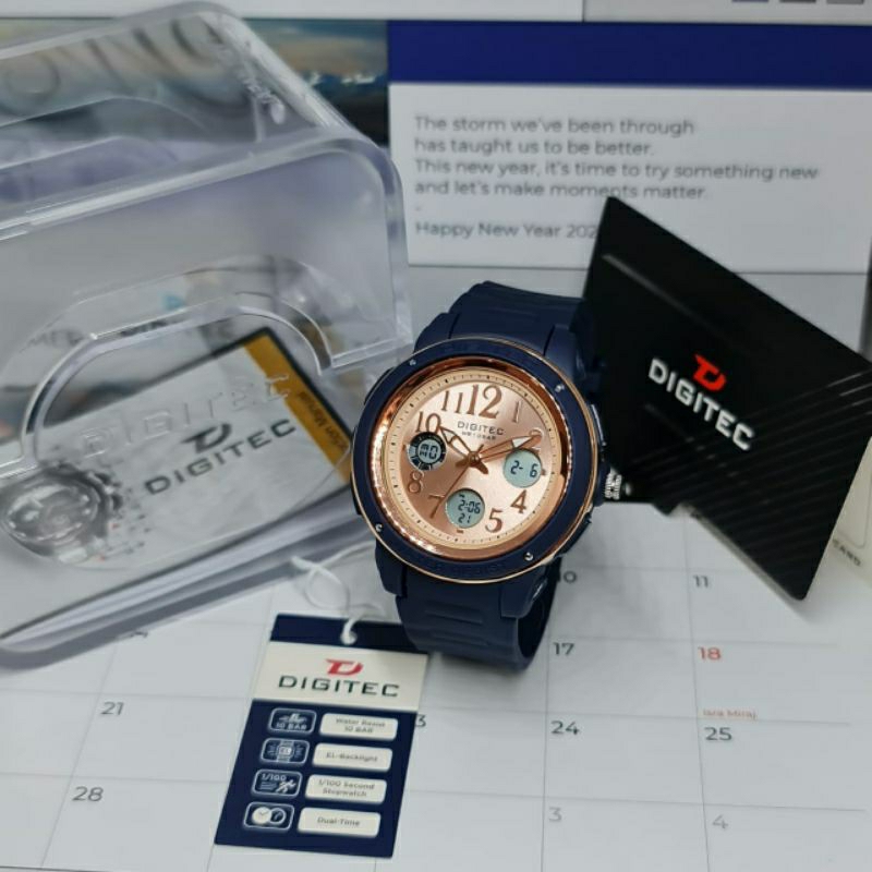 DIGITEC 4091 ORIGINAL JAM TANGAN DUALTIME WANITA KASUAL DG TERLARIS