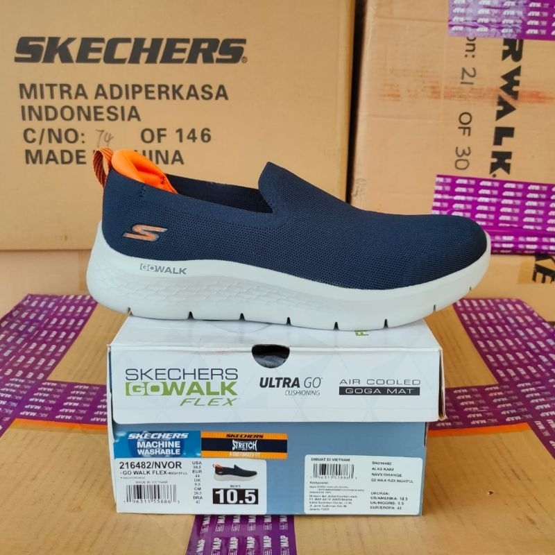 Sepatu Skechers Go Walk Flex Rightful Navy 216482/NVOR Men's Shoes