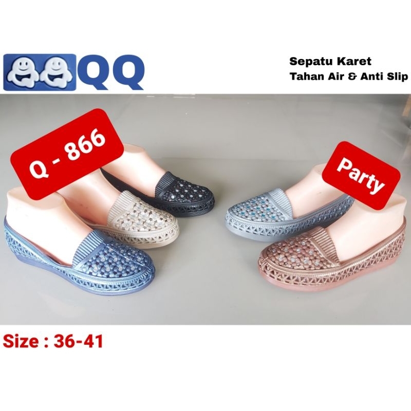 Sepatu Karet Wanita Q-866 Party Tahan air &amp; anti slip empuk