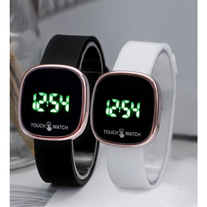 (Terima Cod)Jam Tangan Wanita Led Watch Touch Scren Murah Digital Strap Rubber/Karet(Dikirim Jakarta)