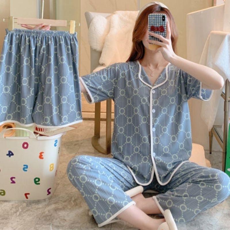JUAL RUGI REJECT Dari Pabrik Baju Tidur 3in1 | Piyama Wanita Free 2 Celana