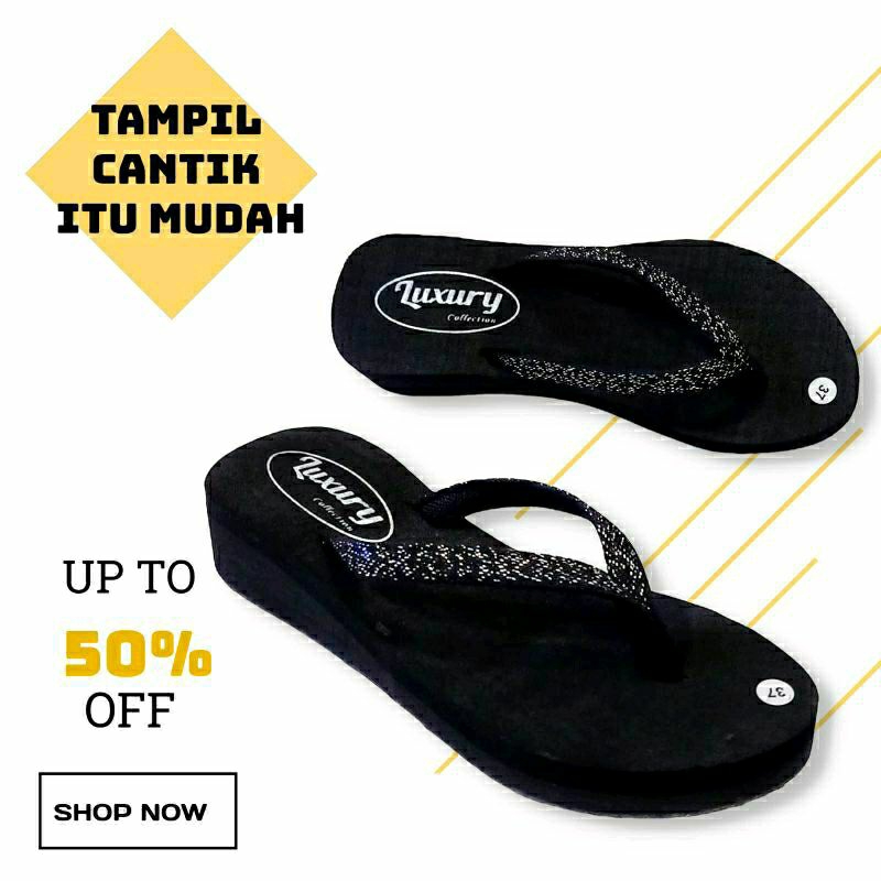 Sendal Jepit Wanita - Sendal Wedges Wanita - Sandal Wanita Wedges - Sandal Spon Wanita (BLINK)