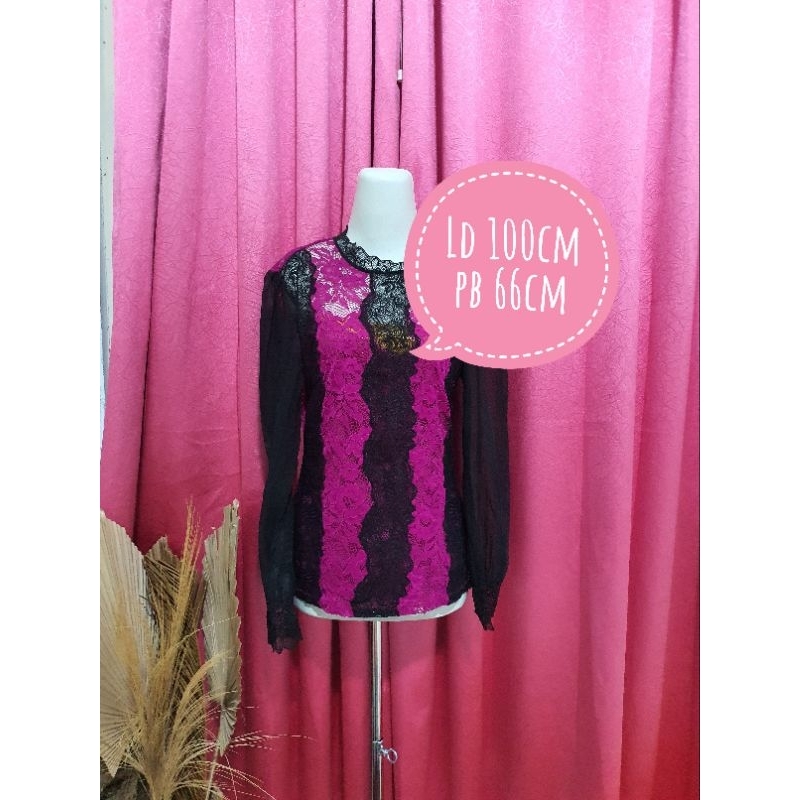 blouse brukat fushia