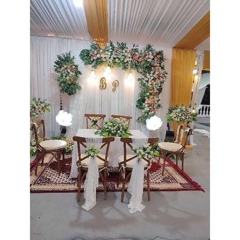 dekorasi akad nikah 2 meter + meja kursi akad