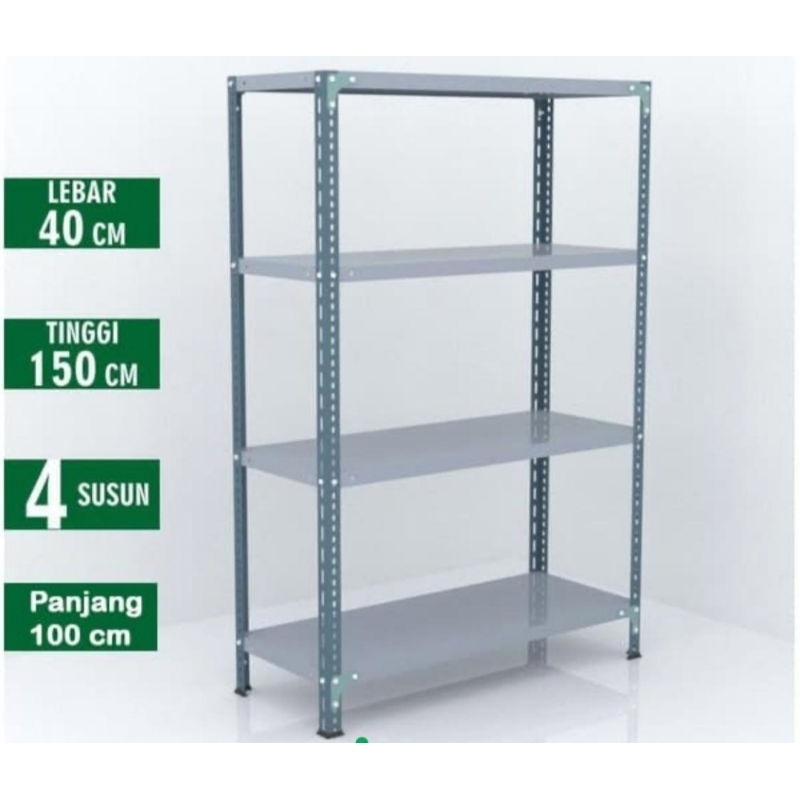 rak besi siku lubang 4susun 100x40x150cm