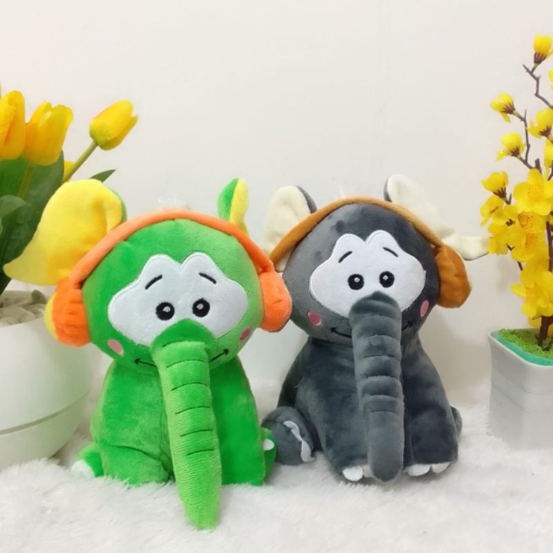 Boneka Gajah Lucu Headset Pisang Halus dan Lembut