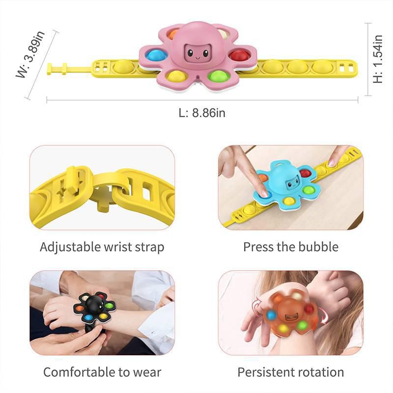 Simple Dimple Stress Relief Mainan Anak Rodent Pioneer Bracelet Rotating Bubble Face-Changing Octopus Gyro Toys