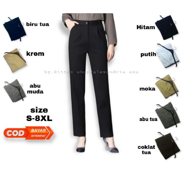 Celana Kerja Wanita Kantor Formal Bahan Dasar Kain Ukuran S-5XL Model slimfit standart