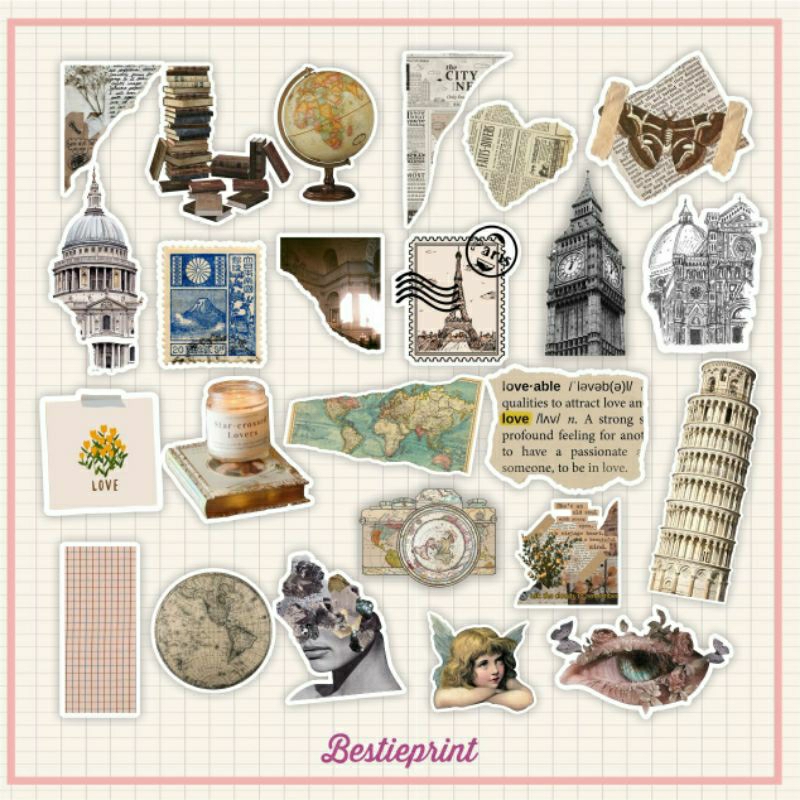 

[Isi 24Pcs] Sticker Aesthetic Vintage Theme~Sticker Classic Town/Stiker Hp/Stiker Laptop/Sticker Tumbler/Aesthetic Vintage Town/Sticker Girl Theme by bestiepeint