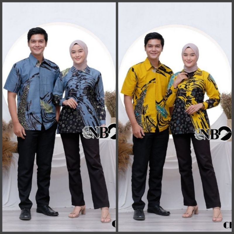 Batik Couple Atasan Batik Wanita Modern Blues Batik Wanita