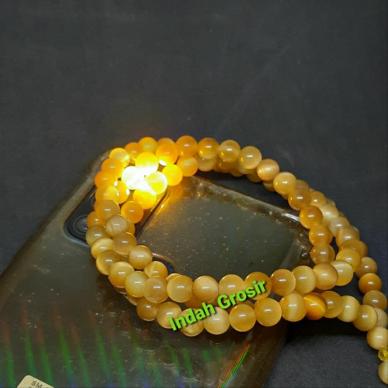 TASBIH TIGER EYE MADU 6MM 99BUTIR TEMBUS SENTER ORIGINAL