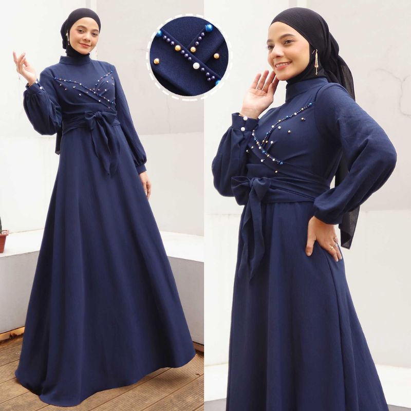 GAMIS WANITA VARIASI MUTIARA DEPAN - BAHAN RAYON KRINGKLE