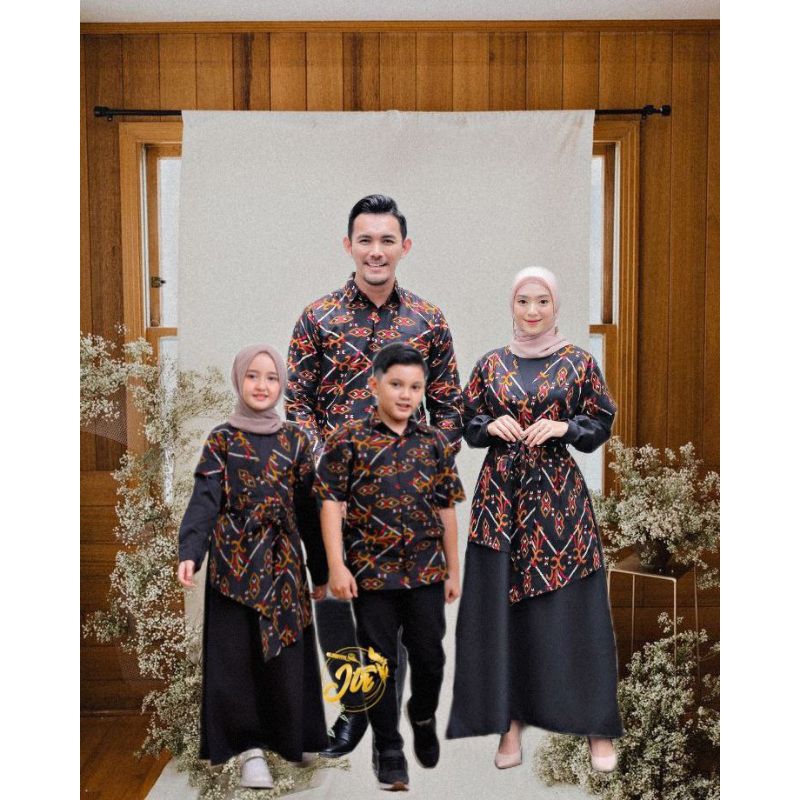 JTR COUPLE JESNA ANAK SERAGAM BATIK LEBARAN KONDANGAN HAJATAN ANAK CEWEK COWOK MODEL GAMIS KOMBINASI