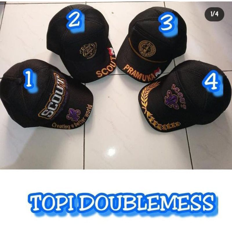 Topi pramuka jaring jala doubelmesh murah bagus berkualitas