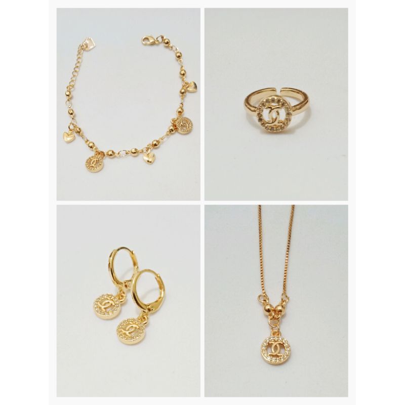 SJJ01. Perhiasan xuping Channel anak lapis emas dgn mata zircon