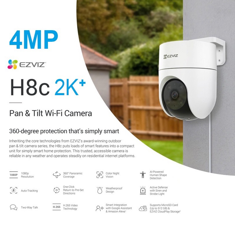 EZVIZ H8C 4MP 2K+ Outdoor IP Camera Pan &amp; Tilt 360 CCTV Wifi IPCAM 2Way