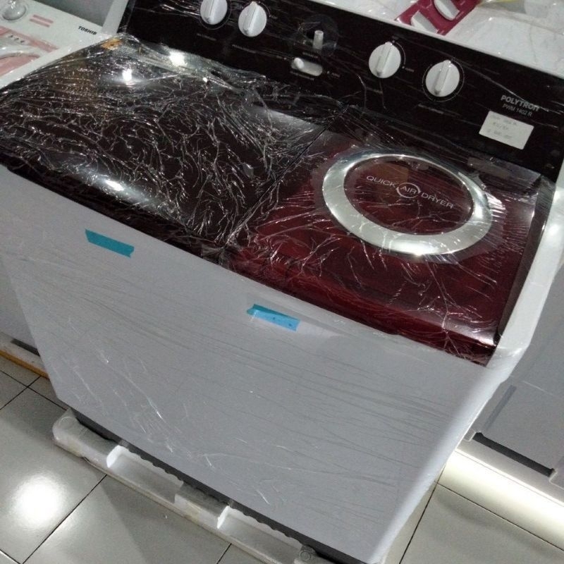 MESIN CUCI 2 TABUNG POLYTRON PWM 1403 TUTUP BENING [14 KG] GARANSI RESMI