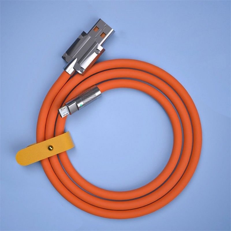 Kabel Data USB 120W 1M A to Type-C Fast Charging Cable Durable Silicone Wire Orange Kuat Tahan Lama