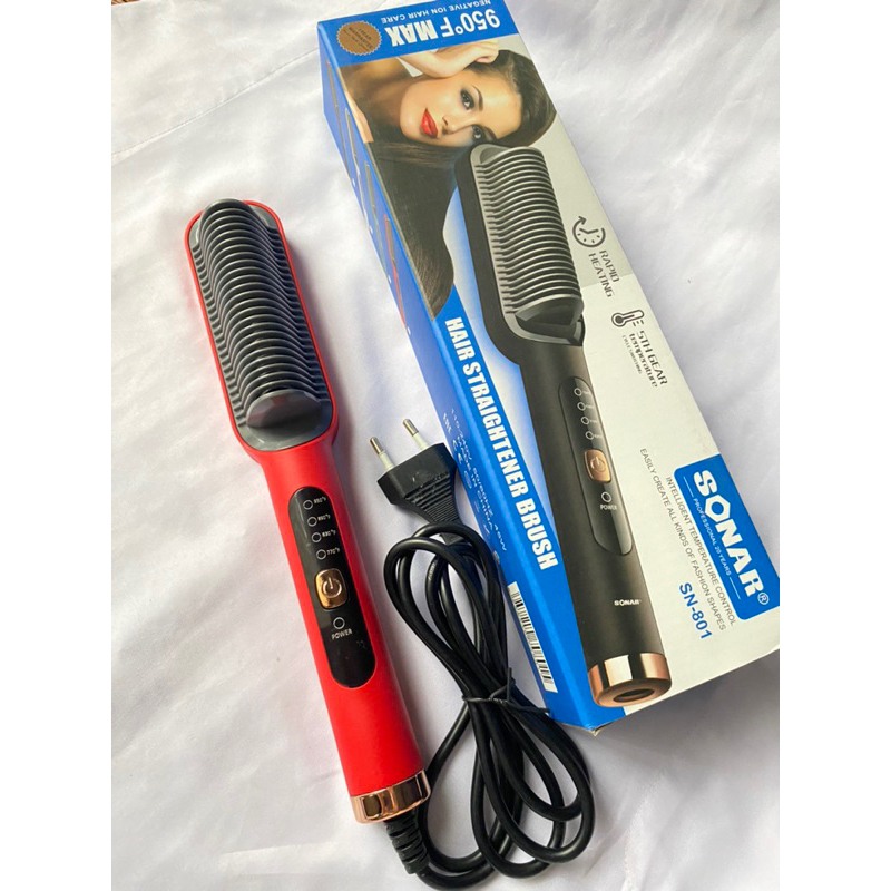 Catok rambut sisir sonar SN-801 hair straightener brush