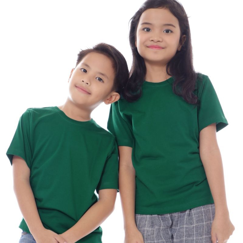 KAOS POLOS ANAK KIDS T-SHIRT HIJAU GREEN CEWEK COWOK UNISEX PREMIUM DISTRO PESANAN COD