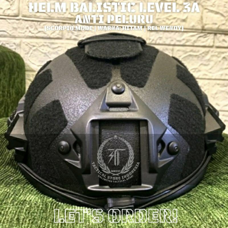 EXCLUSIVE! Helm Tactical Balistic Level 3A Anti Peluru Model Scorpio Rel Wendy