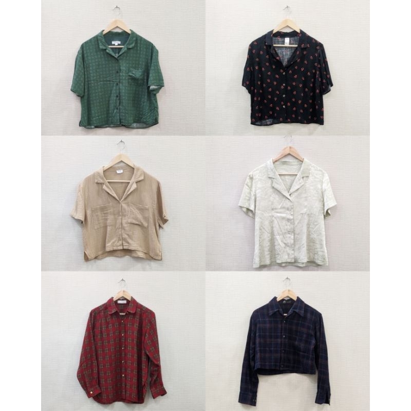 Crop Top Branded Anko, Cotton On, Niko and... Original Kemeja Crop Lengan Pendek Lengan Panjang Keme