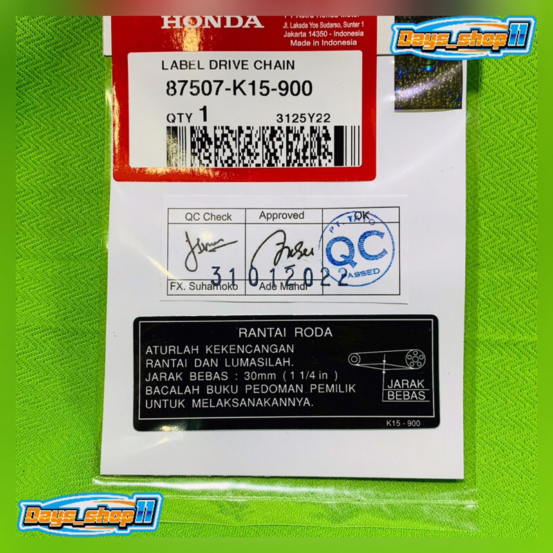 Label Sticker Tutup Rantai Motor Honda astrea supra cbr cb150 sonic gtr verza