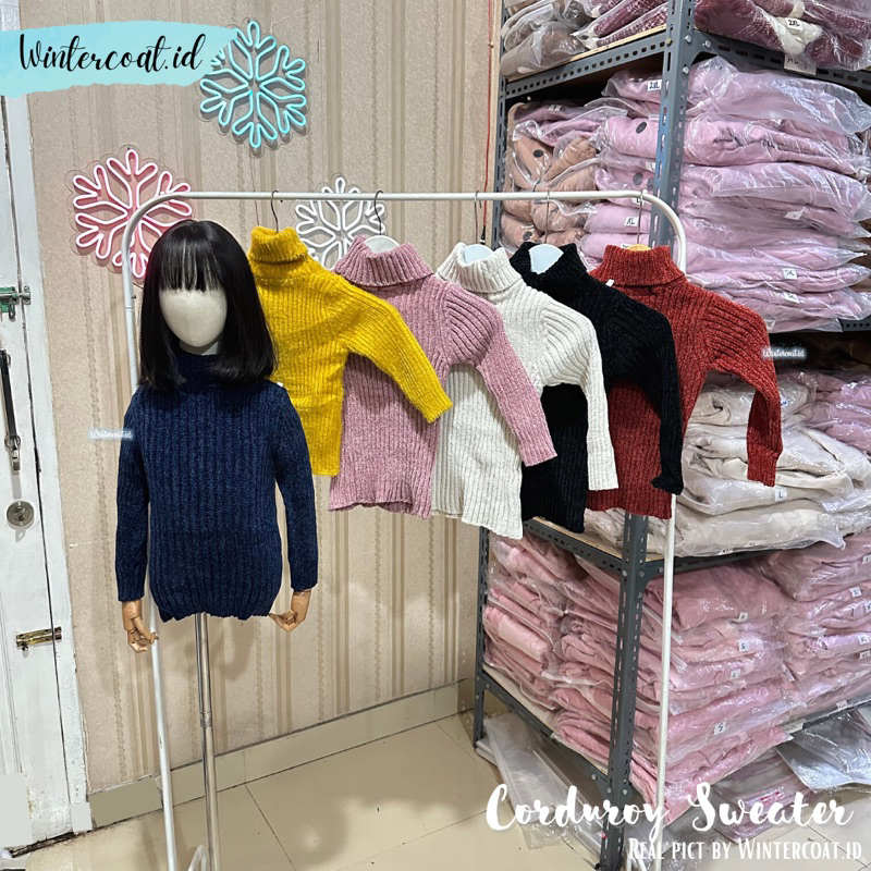 Kids sweater import winter autumn corduroy hangat atasan anak musim dingin gunung tebal