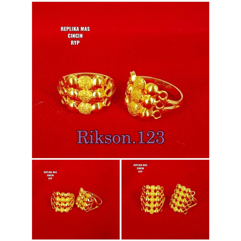 Cincin baris replika emas lapis emas London super mewah dan awet persis seperti emas asli