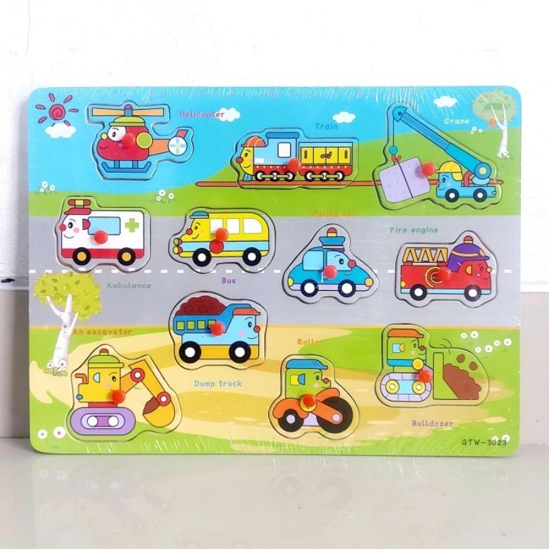 MAINAN PUZZLE KNOB ALAT TRANSPORTASI EDUKASI - GAME EDUKATIF ANAK
