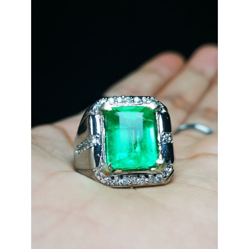 Cincin batu permata natural Zambrud colombia memo ACC