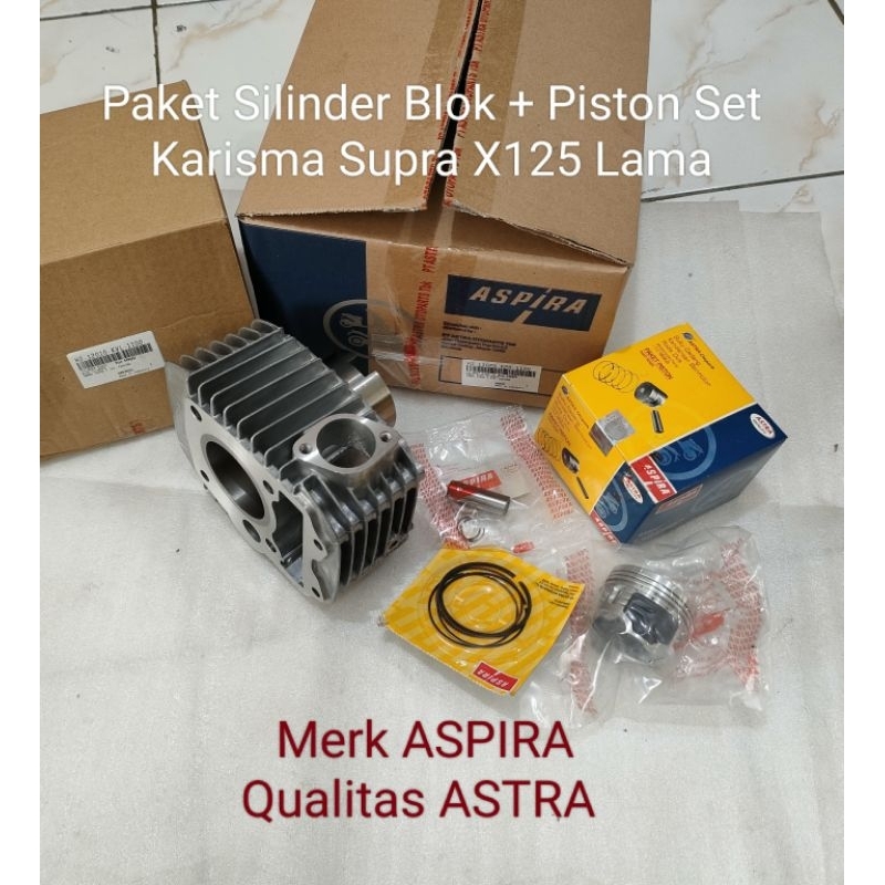 Paket Silinder Blok + Piston Set Karisma Supra X125 Merk Aspira H2-120P0KPH1100