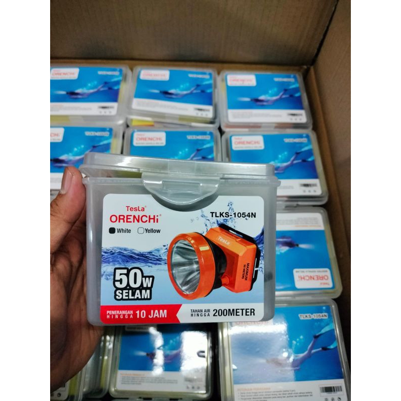 senter kepala selam Tesla 1054 putih/kuning